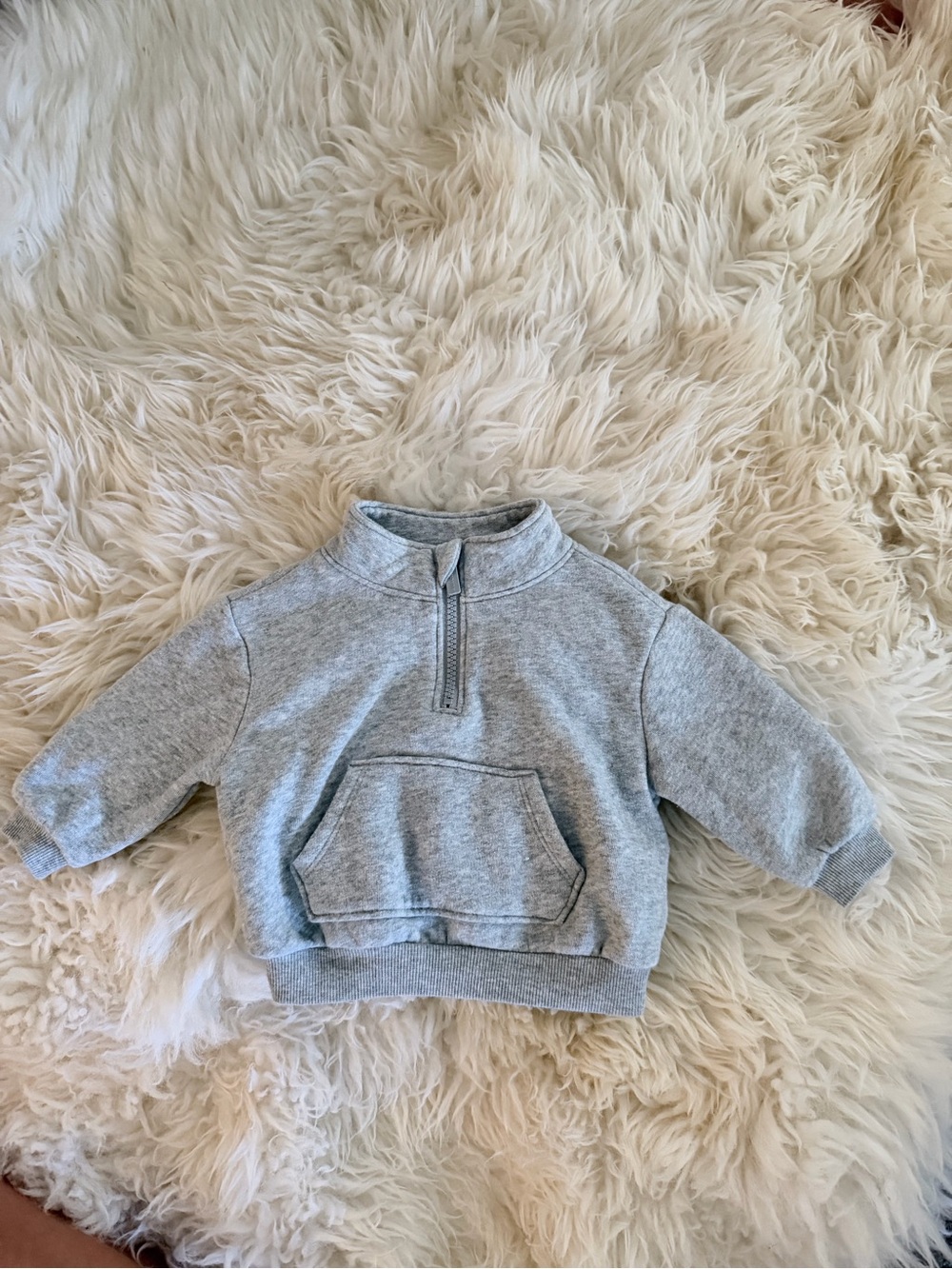 Baby Half-Zip Pullover Sweatshirt - Light Gray